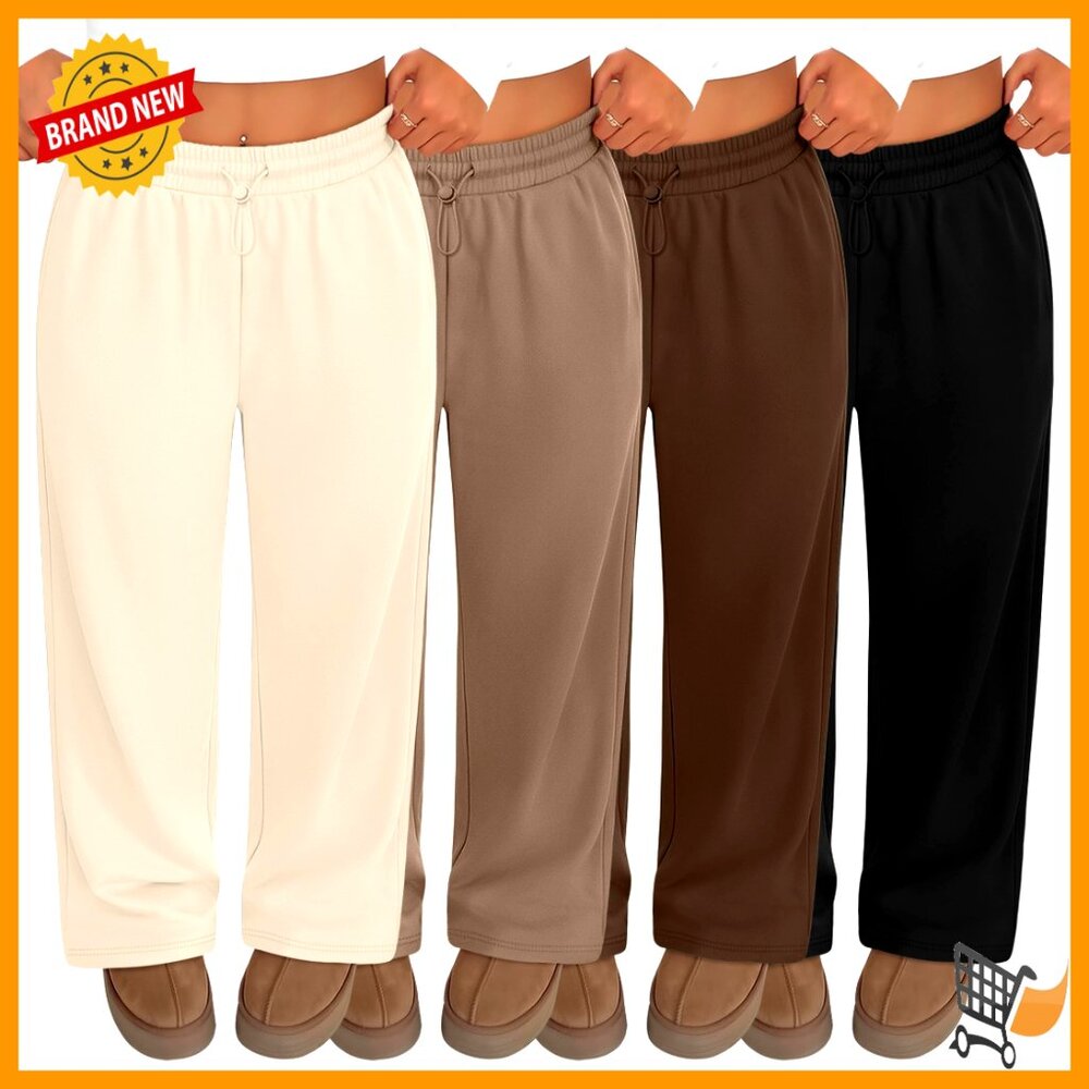 Plus Size Sweatpants 4 Pack Wide Leg High Waist Yoga Lounge Pants